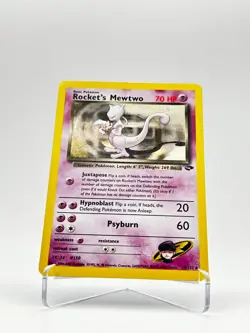 Rocket's Mewtwo Holo Rare Unlimited Gym Challenge 14/132 LP Pokemon **SWIRL** - Image 4
