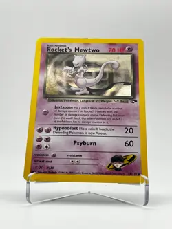 Rocket's Mewtwo Holo Rare Unlimited Gym Challenge 14/132 LP Pokemon **SWIRL** - Image 5