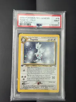 Pokemon 2000 Togetic 1st Edition Holo Rare 16/111 Neo Genesis *Swirl* PSA 9 - Image 1