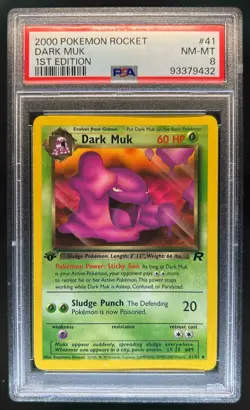 2000 Pokemon Team Rocket First Edition Dark Muk #41/82 PSA 8 - Image 1