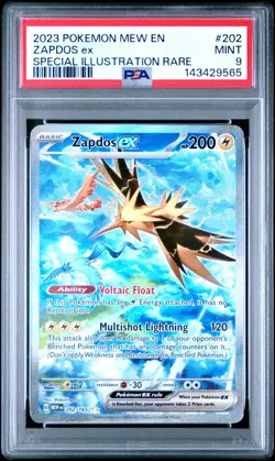 PSA 9 Zapdos ex SIR Pokemon 151 SV 202/165 Special Illustration Rare Card Mew - Image 1