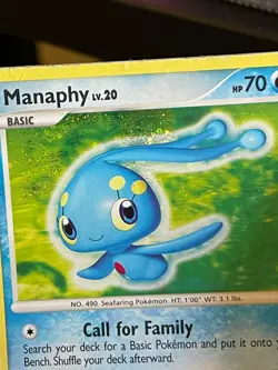 POKEMON MANAPHY LV.20 9/130 RARE COSMOS HOLO DIAMOND & PEARL WITH SWIRL HP CARD - Image 4