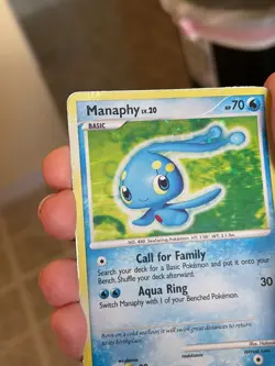 POKEMON MANAPHY LV.20 9/130 RARE COSMOS HOLO DIAMOND & PEARL WITH SWIRL HP CARD - Image 5