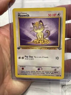 Pokemon Meowth 56/64 Jungle 1st Edition Common - WOTC Pokemon Vintage TCG MP+ - Image 1