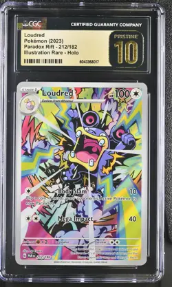 CGC Pristine 10 Loudred Illustration Rare 212/182 Paradox Rift Pokemon TCG - Image 1
