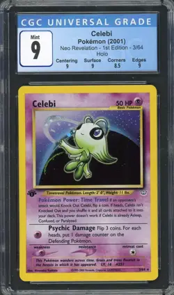 CGC 9 Celebi (1st Ed.) Neo Revelation 3/64 Holo Pokemon Card B22 - Image 1