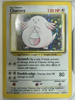 Pokemon Chansey Base Set Holo Rare 120 HP 3/102 Wizards 1999 - Image 1