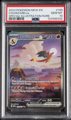 2023 POKEMON MEW EN-151 SPECIAL ILLUSTRATION RARE #199 CHARIZARD EX PSA 10 - Image 1