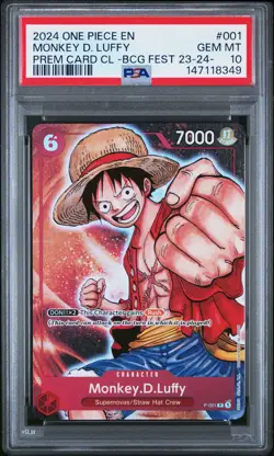 2024 ONE PIECE PREMIUM BANDAI CARD GAMES FEST 23-24 #001 MONKEY D. LUFFY PSA 10 - Image 1