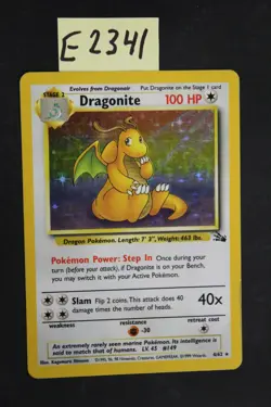 Pokemon Dragonite Fossil 4/62 Holo Rare Unlimited Card 1999 MP (E2341 - Image 1