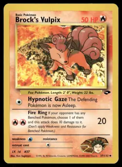 Pokemon Cards Brock's Vulpix 37/132 Unlimited Gym Challenge Uncommon LP - Image 1