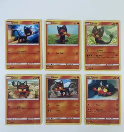 6x Litten Pokemon Cards Collection Set Deck Building TCG Common Non Holo - Image 1