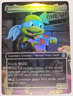 Leonardo, Leader in Blue MTG TMNT 0196 Uncommon Borderless Foil - Image 1