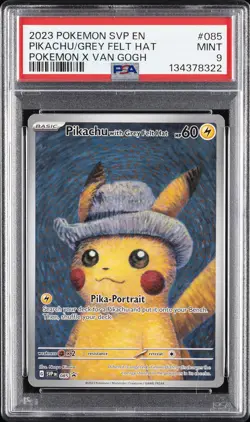 2023 POKEMON SVP EN-SV BLACK STAR PROMO #085 PIKACHU WITH GREY FELT HAT PSA 9 - Image 1