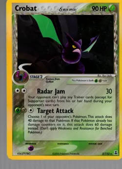 Crobat Holo Pokemon EX Delta Species #2 2005--DAMAGED - Image 1
