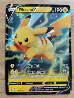 Pokemon Pikachu v SWSH063 Black Star Promo Holo Card NM Condition - Image 1