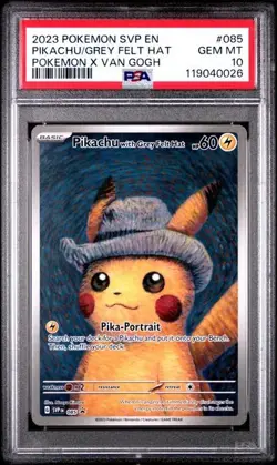 2023 POKEMON PIKACHU WITH GREY FELT HAT VAN GOGH GEM MINT PSA 10 - Image 1