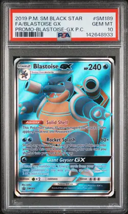 2019 POKEMON SM BLACK STAR PROMO #SM189 FULL ART/BLASTOISE GX PSA 10 - Image 1