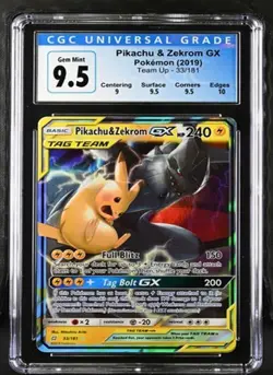 Pokemon Pikachu & Zekrom GX 2019 Team Up 33/181 Holo CGC 9.5 (CGC 10 today) - Image 1