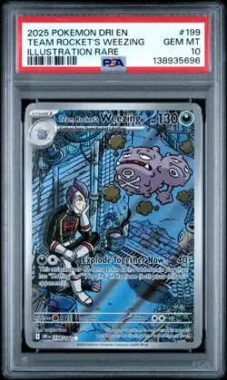 2025 POKEMON DRI EN-DESTINED RIVALS 199 TEAM ROCKET'S WEEZING IR PSA 10 - Image 1