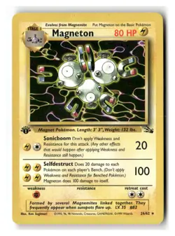 Magneton 26/62 Rare Fossil Pokemon 1st Edition Moderately Played - Image 1