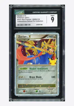 Pokemon CGC 9 Zacian LV.X Promo 2021 SWSH135 Celebrations Deluxe Pin English - Image 1