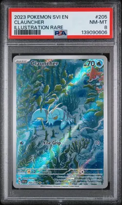 2023 POKEMON SVI EN-SCARLET & VIOLET ILLUSTRATION RARE #205 CLAUNCHER PSA 8 - Image 1