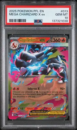 2025 POKEMON PFL EN-PHANTASMAL FLAMES #013 MEGA CHARIZARD X EX PSA 10 - Image 1