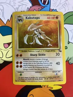 Pokemon TCG Kabutops Holo Rare Unlimited Card 9/62 Fossil LP - Image 1