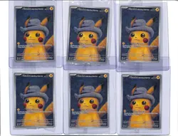 (6) Lot 2023 Pokemon x Van Gogh Pikachu with Grey Felt Hat Promo Sealed - Image 1
