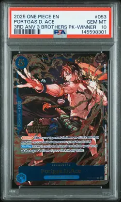 ONE PIECE 2025 PORTGAS D. ACE 3RD ANNIV. TOUR. 3 BROTHERS PK-WINNER #053 PSA 10 - Image 1
