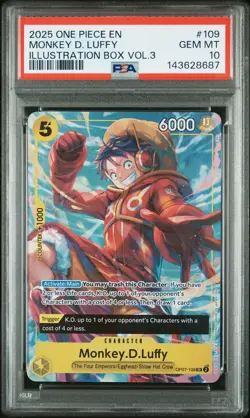 2025 ONE PIECE PROMOS ILLUSTRATION BOX VOL.3 #109 MONKEY D. LUFFY PSA 10 - Image 1