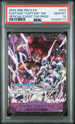 ONE PIECE 2024 EUSTASS "CAPTAIN" KID OFFICIAL EVENT TOP PRIZE PROMOS #013 PSA 10 - Image 1