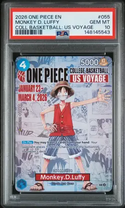 One Piece PSA 10 Monkey D Luffy Promo 2026 P-055 College Basketball English - Image 1