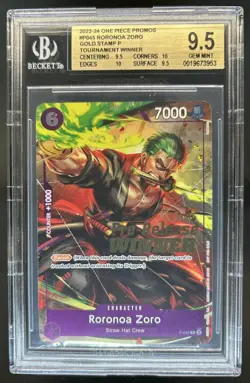 2024 One Piece Roronoa Zoro Pre-Release Tournament Win Gold Stamp #P-045 BGS 9.5 - Image 1