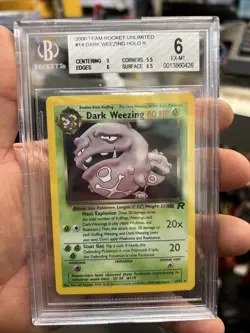 BGS 6 TEAM ROCKET DARK WEEZING HOLO #14/82 WotC POKEMON CARD Vintage Rare - Image 1