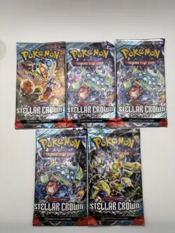 Pokemon Trading Card Game Scarlet & Violet Stellar Crown Booster Packs Lot of 5 - Image 1