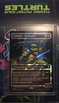 MTG Leonardo, the Balance 0083 Borderless Surge Pixel Foil TMT TMNT in Hand - Image 1