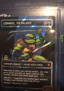 MTG Leonardo, the Balance 0083 Borderless Surge Pixel Foil TMT TMNT in Hand - Image 4