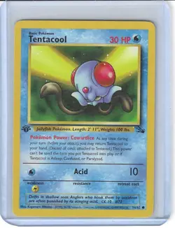 POKEMON FOSSIL 1ST EDITION TENTACOOL COMMON #56/62 UNPLAYED NM - Image 1