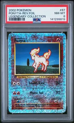 2002 POKEMON LEGENDARY COLLECTION #87 PONYTA-REVERSE FOIL PSA 8 - Image 1