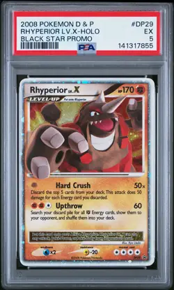 2008 POKEMON DIAMOND & PEARL BLACK STAR PROMO #DP29 RHYPERIOR LV.X-HOLO PSA 5 - Image 1