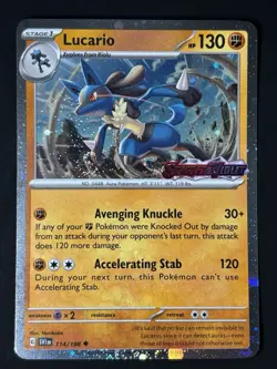 Lucario 114/198 SV1 Base Set Stamped w/ SWIRL Cosmos Holo Promo Pokemon NM - Image 1