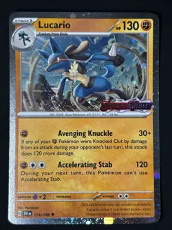 Lucario 114/198 SV1 Base Set Stamped w/ SWIRL Cosmos Holo Promo Pokemon NM - Image 3