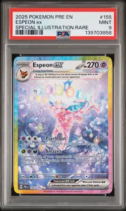 2025 POKEMON PRE EN-PRISMATIC EVOLUTIONS #155 ESPEON EX PSA 9 - Image 1