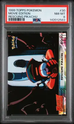 1999 TOPPS POKEMON THE MOVIE RESCUING PIKACHU #30 MOVIE EDITION PSA 8 - Image 1
