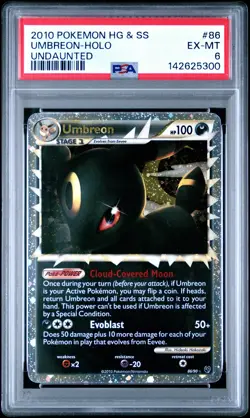 2010 POKEMON HEARTGOLD & SOULSILVER UNDAUNTED #86 UMBREON-HOLO PSA 6 - Image 1