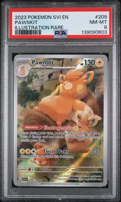 2023 POKEMON SVI EN-SCARLET & VIOLET ILLUSTRATION RARE #209 PAWMOT PSA 8 - Image 1