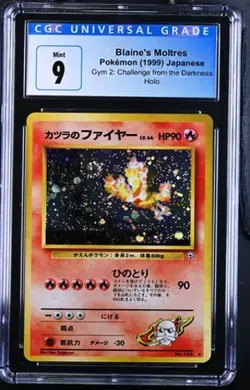 Pokemon Blaine's Moltres JPN Gym 2: Chall. from the Darkness Holo CGC 9 *SWIRL* - Image 1