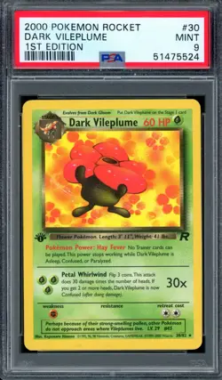 PSA 9 Pokemon 2000 1st Edition Team Rocket Dark Vileplume Rare #30 - Image 1